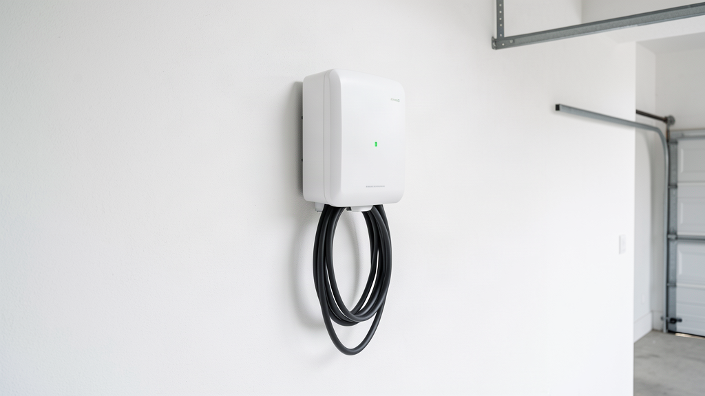 Ilustração esquemática de carregador de veículo elétrico e wallbox